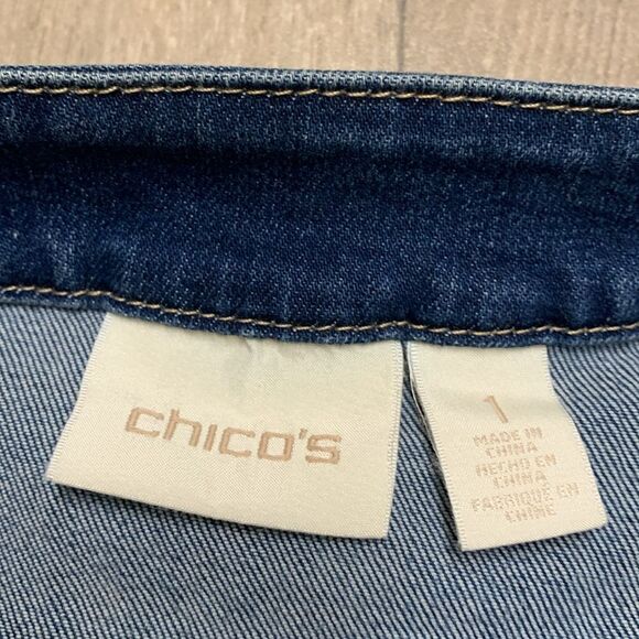 Womens Chico’s Denim Jean Golf Button‎ Down Jacket - Picture 5 of 6